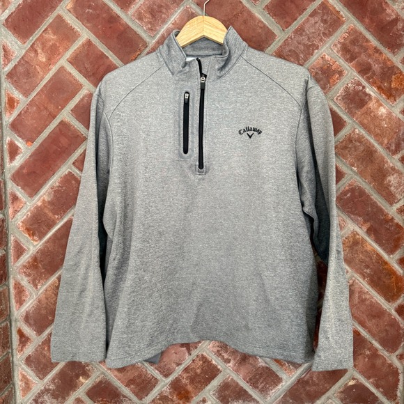Callaway Other - Callaway Pullover Men Large Gray 1/4 Zip Mock Neck Golf Fleece Jacket Pockets